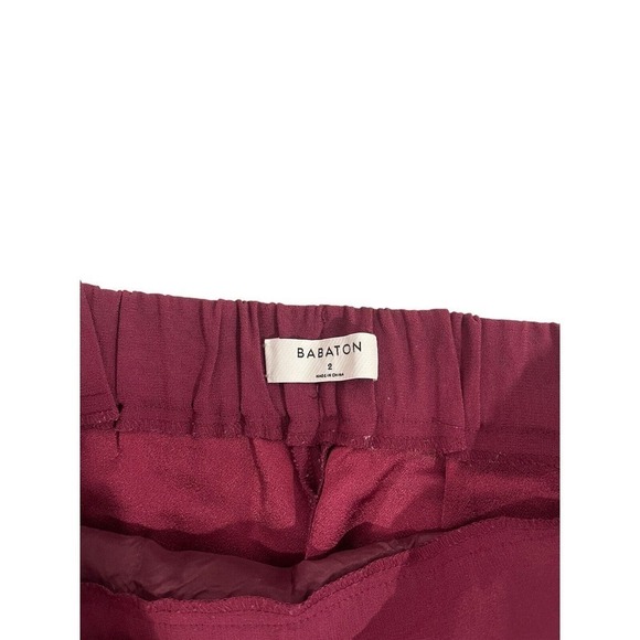 Babaton Pants Womens Size 2 Burgundy Pull On Straight Elastic Waist Trousers - Picture 3 of 7